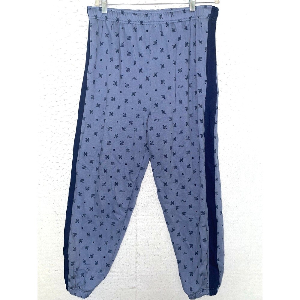 Victoria Secret PINK High Waist Joggers Sweatpants Womens XL Blue Paisley Fleece